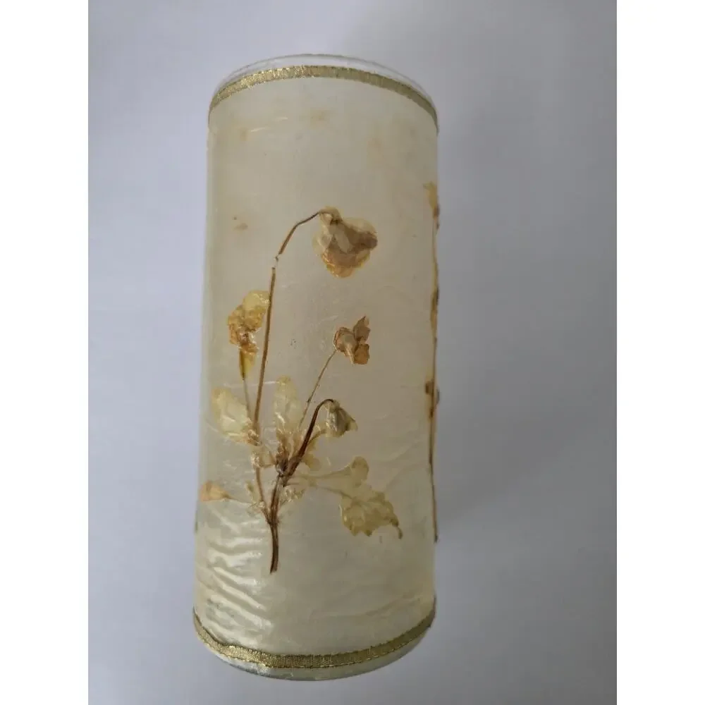Vintage Terrain-Style Pressed Floral Stems Glass Candle Holder/Hurricane Vasea